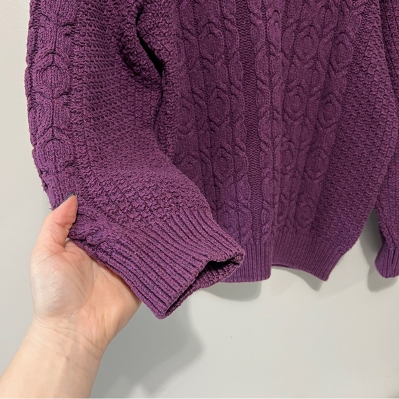 Parkhurst Rich Plum XL Chunky Cable Knit Sweater Colourful Purple Modern Chic - Picture 6 of 10